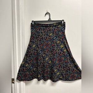 Azure Navy Geometric Pattern Swing Skirt